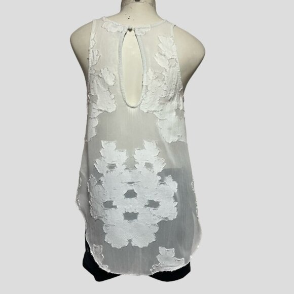 Aritzia Wilfred White Sèvres Floral Sleeveless Tunic Top Blouse - Picture 2 of 12
